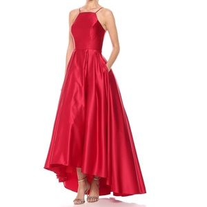 Betsy & Adam Satin High Low Dress